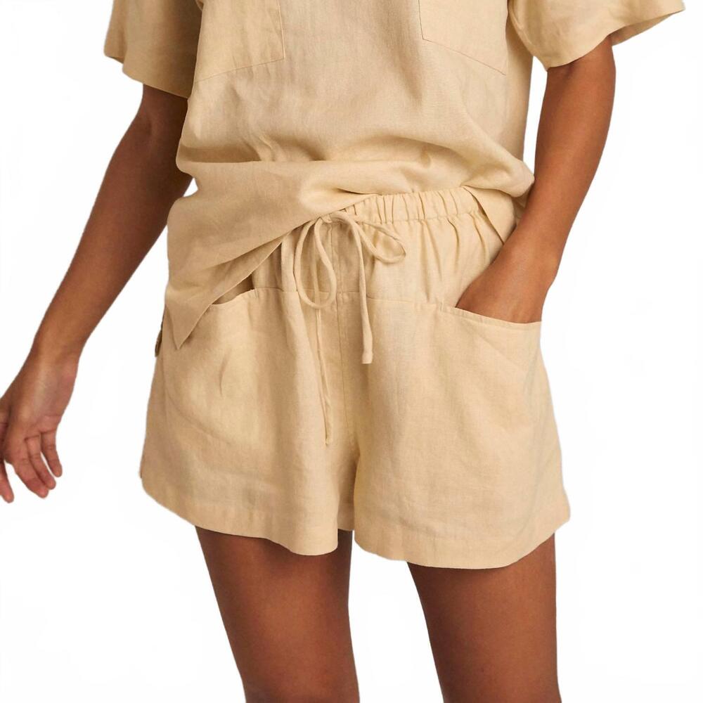 NEW LUNYA woven linen relaxed short in beige